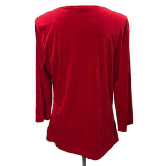 NWT Boston Proper Red Velvet Scoop Neck Tee Holiday Party Festive Size XL - Picture 2 of 5